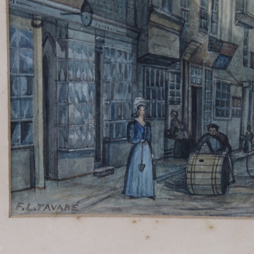 2405 - Frederick Tavare (1837 - 1940), 18th century street scene, watercolour on paper, signed, 12