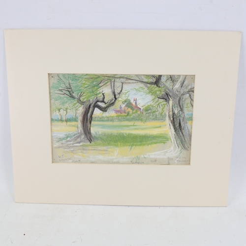 2414 - Walter Taylor (1860 - 1943), The Old Willows Merton Park Surrey 1920, coloured pencils on paper, sig... 