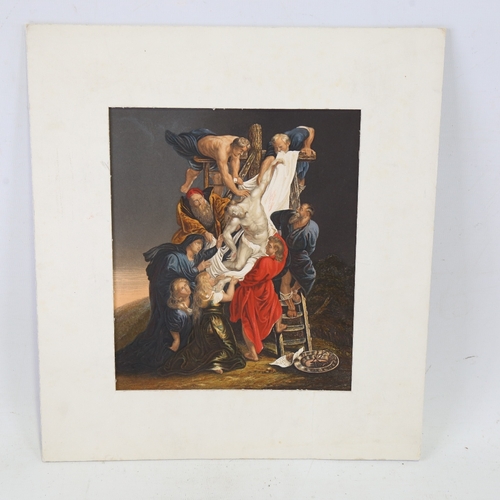 2416 - George Baxter, the descent from the cross, colour lithograph, 7.5