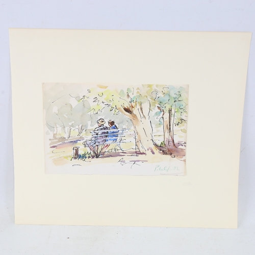 2417 - Roland Pitchforth (1895 - 1982), In The Park, watercolour and ink on paper, signed, 6.5