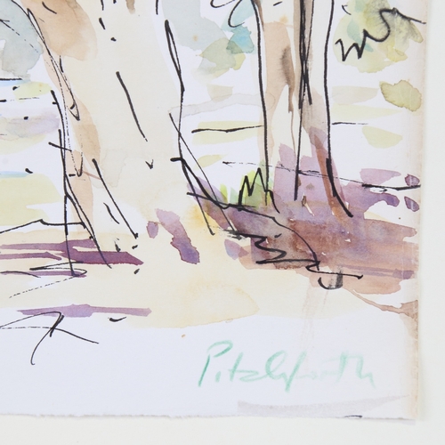 2417 - Roland Pitchforth (1895 - 1982), In The Park, watercolour and ink on paper, signed, 6.5