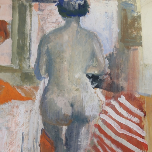 2425 - Contemporary acrylic on paper, nude life study, unsigned, 15