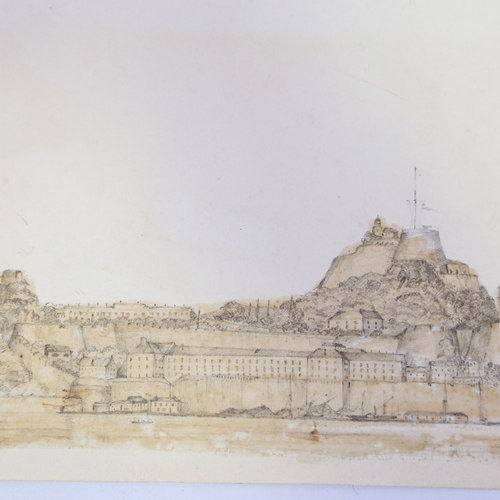 2433 - Attributed to Lady Charlotte Legge (1789 - 1877), The Citadel of Corfu 1849, pencil and wash on pape... 