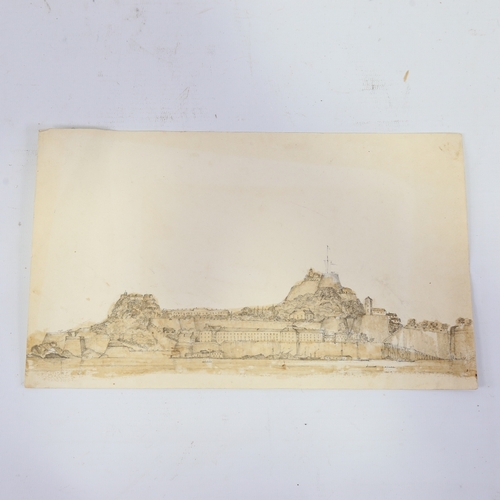 2433 - Attributed to Lady Charlotte Legge (1789 - 1877), The Citadel of Corfu 1849, pencil and wash on pape... 