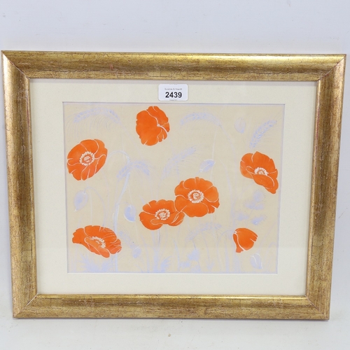 2439 - Eileen Soper, watercolour, poppies, unsigned, 9