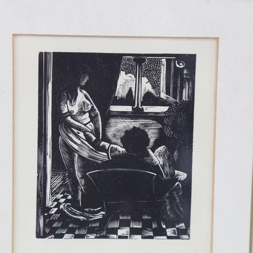 2452 - John Nash, 2 wood engravings, interior scene and a workman, unsigned, image 4.5