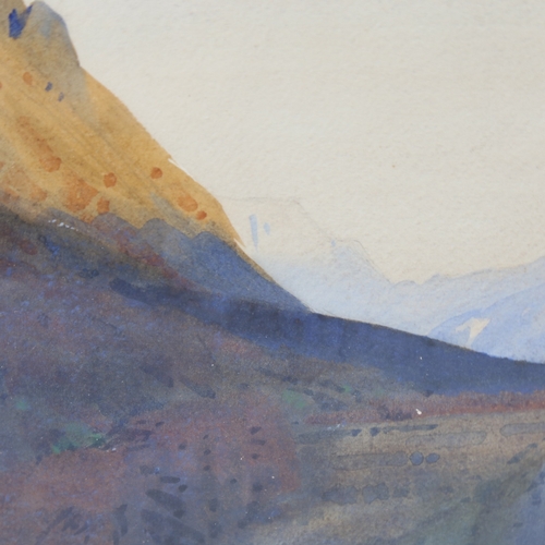 2454 - Mid-20th century watercolour, sunrise on Fairfield, unsigned, inscribed verso, 14