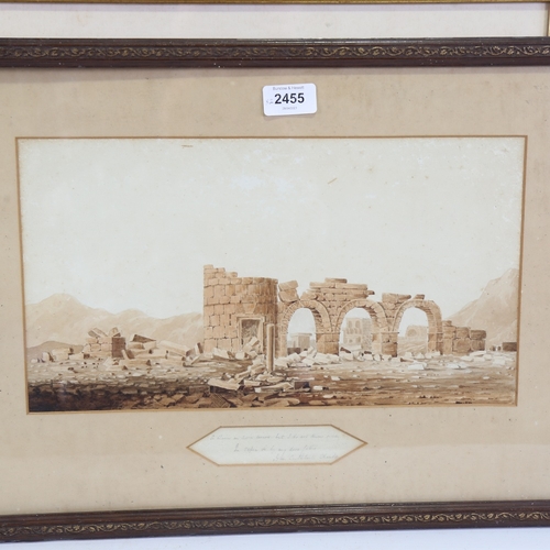 2455 - 2 19th century watercolours, ruins, 8