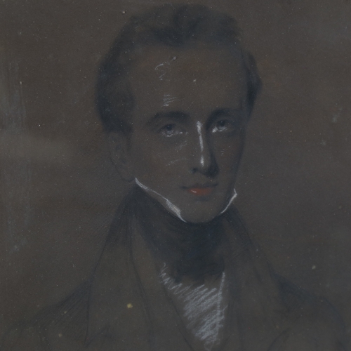 2457 - 19th century charcoal/chalk portrait of a man, unsigned, 16