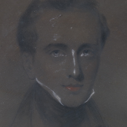 2457 - 19th century charcoal/chalk portrait of a man, unsigned, 16