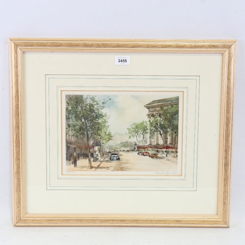 2458 - Charles Mondin, Parisian street scene, colour lithograph signed in pencil, plate size 8