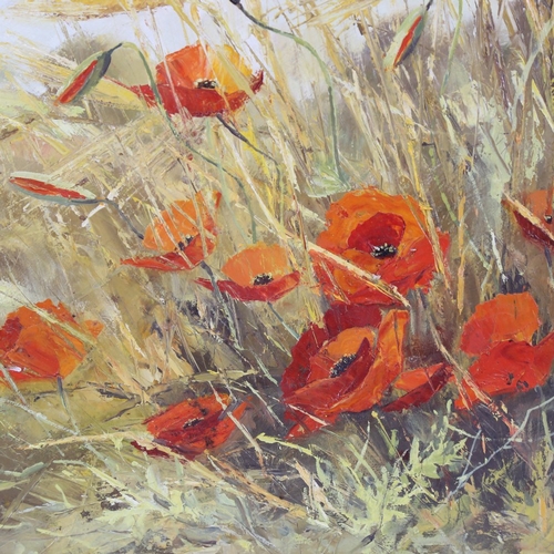 2460 - Adams, poppies and barley, oil on board, signed, 15