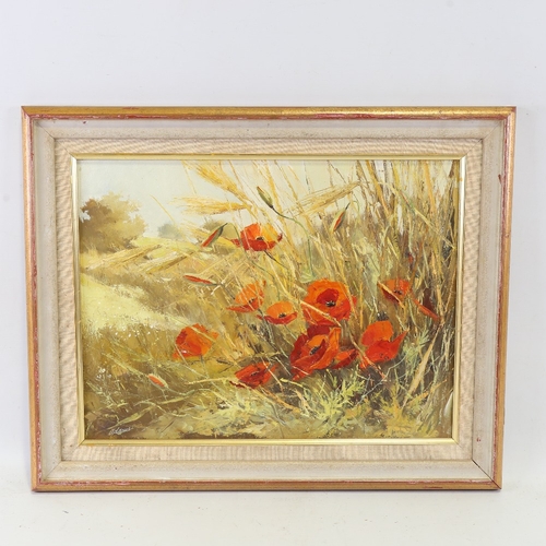 2460 - Adams, poppies and barley, oil on board, signed, 15