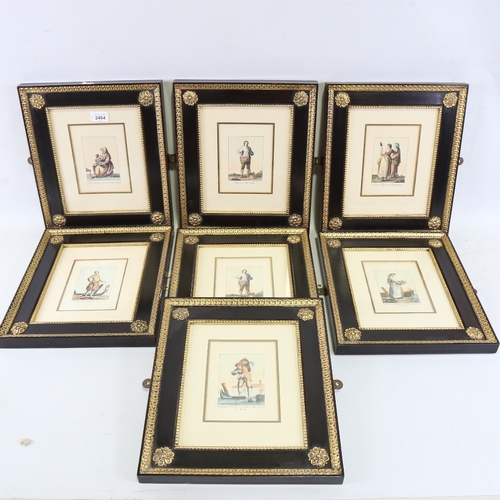 2464 - A set of 7 19th century Continental fashion prints, in ornate modern moulded gilt-frames, overall fr... 