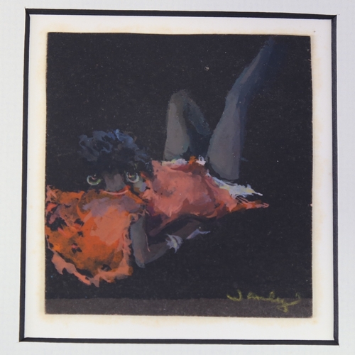 2466 - Adham Wanly (Egyptian 1908 - 1959), reclining figure, gouache on black paper, signed, 3.5