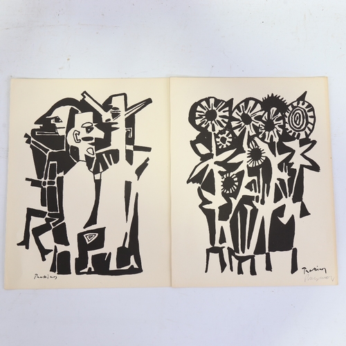 2468 - Mario Prassinos (1916 - 1985), 2 lithographs, abstract flowers, signed in pencil, sheet size 10.5