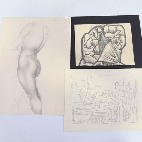 2474 - Modern British School, 3 drawings by different hands, unframed