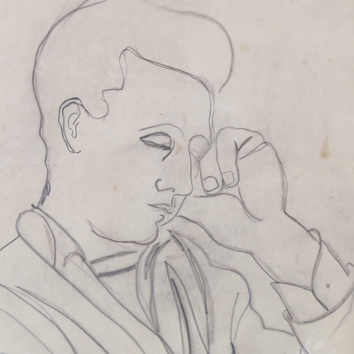 2475 - Marie Marevna (1892 - 1984), portrait study, possibly Diego Rivera, pencil on paper, unsigned, dated... 