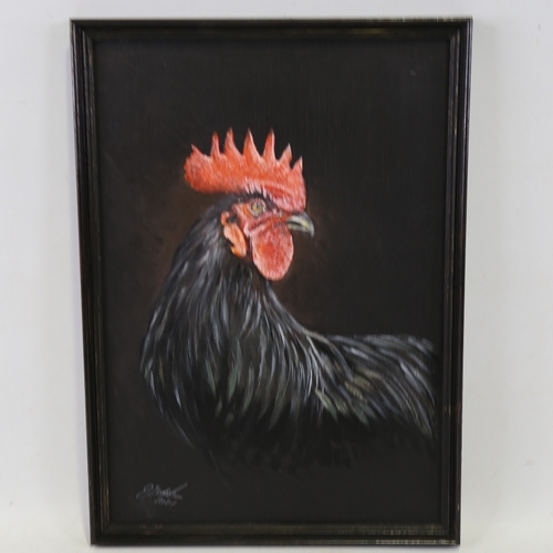 2482 - Clive Fredriksson, cockerel, oil on board, 16