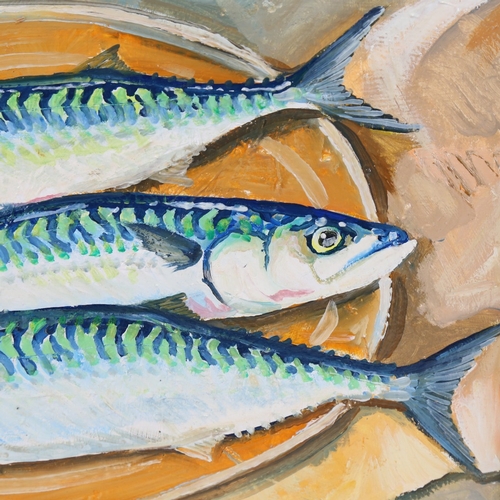 2483 - Clive Fredriksson, mackerel on a plate, oil on canvas, 16