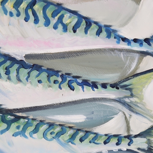 2484 - Clive Fredriksson, mackerel on a plate, oil on canvas, 19