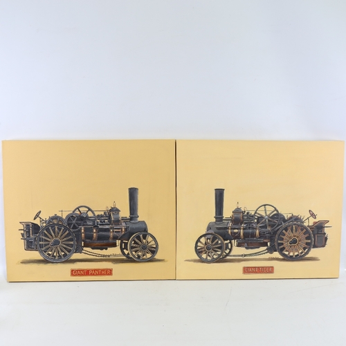 2485 - Tony Tricker, pair of oils on canvas, traction engines, 