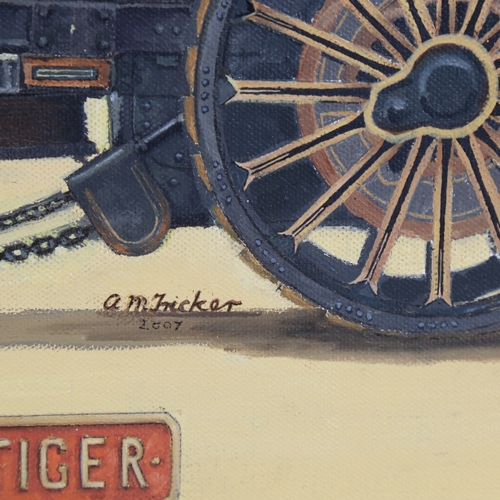 2485 - Tony Tricker, pair of oils on canvas, traction engines, 