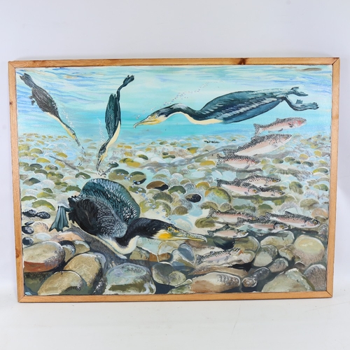 2488 - Clive Fredriksson, cormorants, oil on canvas, 29