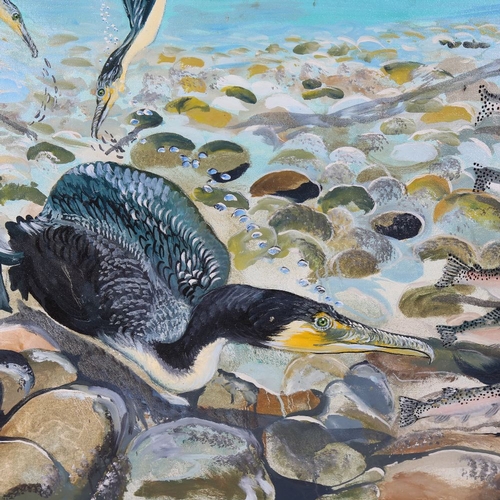 2488 - Clive Fredriksson, cormorants, oil on canvas, 29