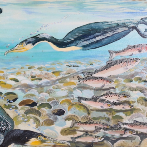 2488 - Clive Fredriksson, cormorants, oil on canvas, 29