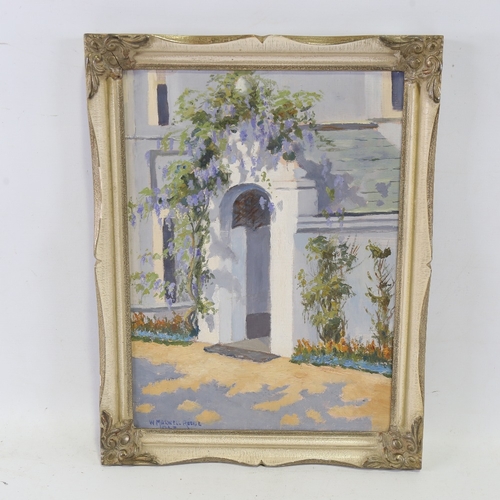 2492 - William Reekie (1869 - 1948), wisteria over an archway, oil on board, signed, 16