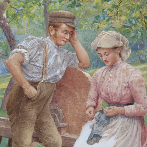 2496 - ***WITHDRAWN*** Charles Lidderdale (1831 - 1895), country folk in conversation, watercolour on paper... 