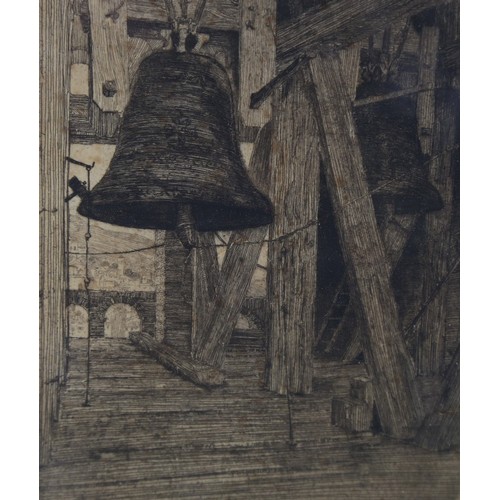 2320 - Edward Synge, church bells, etching, signed in pencil, plate 6.5