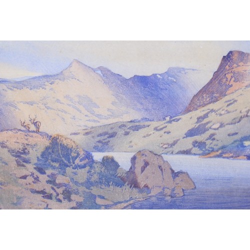 2335 - W Seaby, Highland landscape, colour woodblock print, signed in pencil, image 8