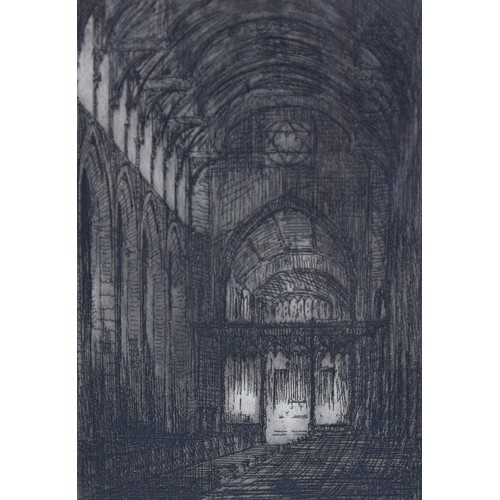 2346 - Cyril Power (1872 - 1951), church interior scene, etching, signed in pencil, 6