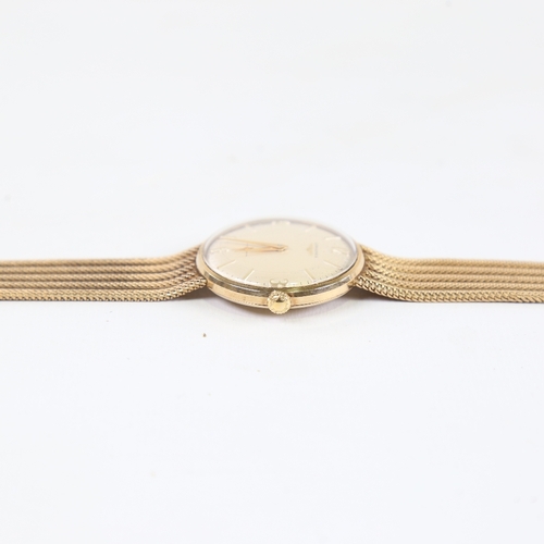 1012 - LONGINES - a Vintage 9ct gold mechanical wristwatch, circa 1966, silvered dial with quarterly gilt A... 