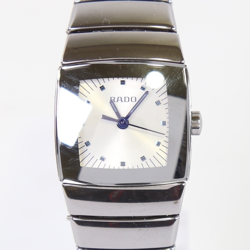 1017 - RADO - a lady's ceramic DiaStar quartz wristwatch, ref. 318.0722.3, silvered dial with blued steel c... 