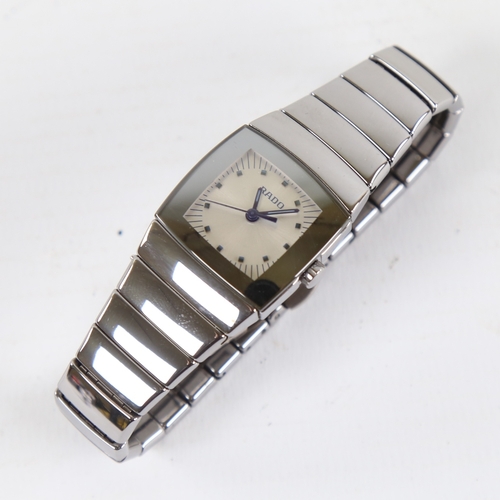 1017 - RADO - a lady's ceramic DiaStar quartz wristwatch, ref. 318.0722.3, silvered dial with blued steel c... 