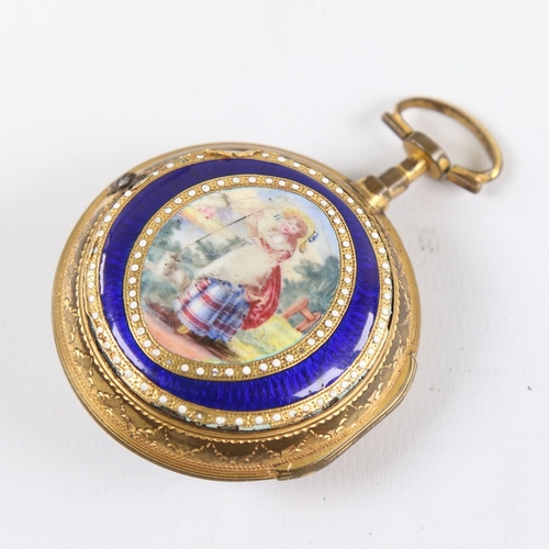 1026 - An 18th century gold plated pair-cased open-face keywind Verge pocket watch, by George Cartwright of... 