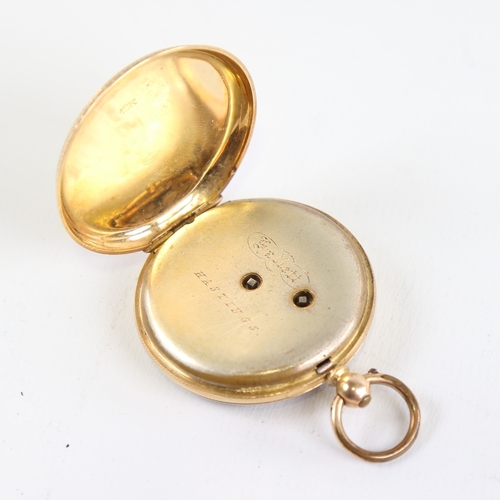 1028 - A Swiss 18ct gold open-face keywind pocket watch, by Hallett of Hastings, floral engraved and textur... 