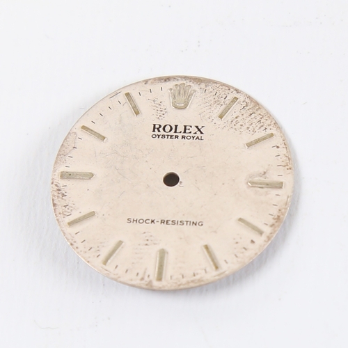 1029 - ROLEX - a Vintage Oyster Royal wristwatch dial, silvered face with baton hour markers, diameter 25.6... 