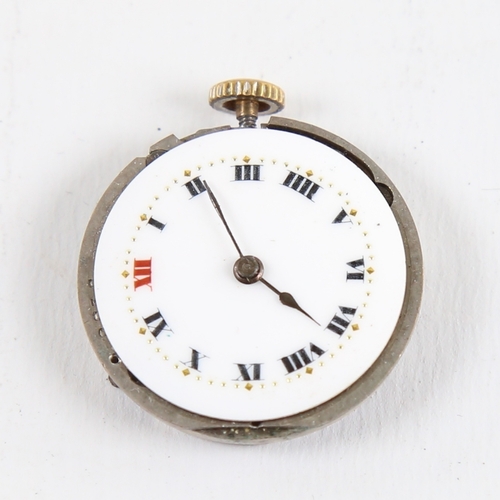 1030 - ROLEX - a Vintage wristwatch movement, white enamel dial with hand painted Roman numeral hour marker... 