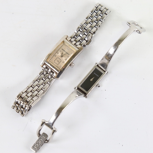 1041 - 2 modern lady's stainless steel designer quartz wristwatches, comprising Gucci 1500L and Emporio Arm... 