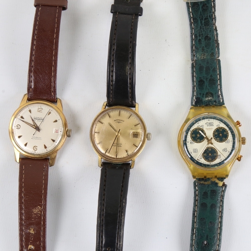 1042 - 3 Vintage wristwatches, comprising Swatch, Ramona automatic, and Rotary automatic, both automatics w... 