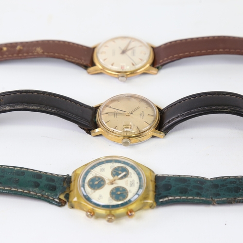 1042 - 3 Vintage wristwatches, comprising Swatch, Ramona automatic, and Rotary automatic, both automatics w... 