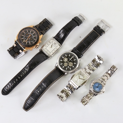 1043 - 5 modern designer quartz wristwatches, including GC, Michael Kors, Guess and Emporio Armani, only Ar... 