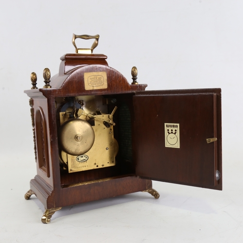 1051 - A Georgian style reproduction walnut-cased 8-day dome-top bracket clock, by Warmink Wuba, brass and ... 