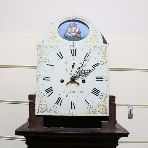 1001 - A George III walnut 8-day longcase clock, by Obadiah Coleman of Bristol, white painted dial with Rom... 