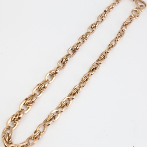 1107 - An Antique 9ct gold graduated fancy link Albert chain necklace, with dog clip, overall length 33cm, ... 