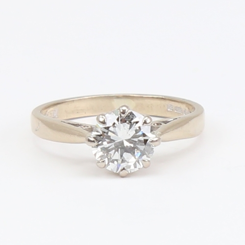 1108 - An 18ct gold 1.05ct solitaire diamond ring, modern round brilliant-cut diamond within plain 8-claw s... 